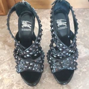 Burberry Studded Patent Leather Sandals